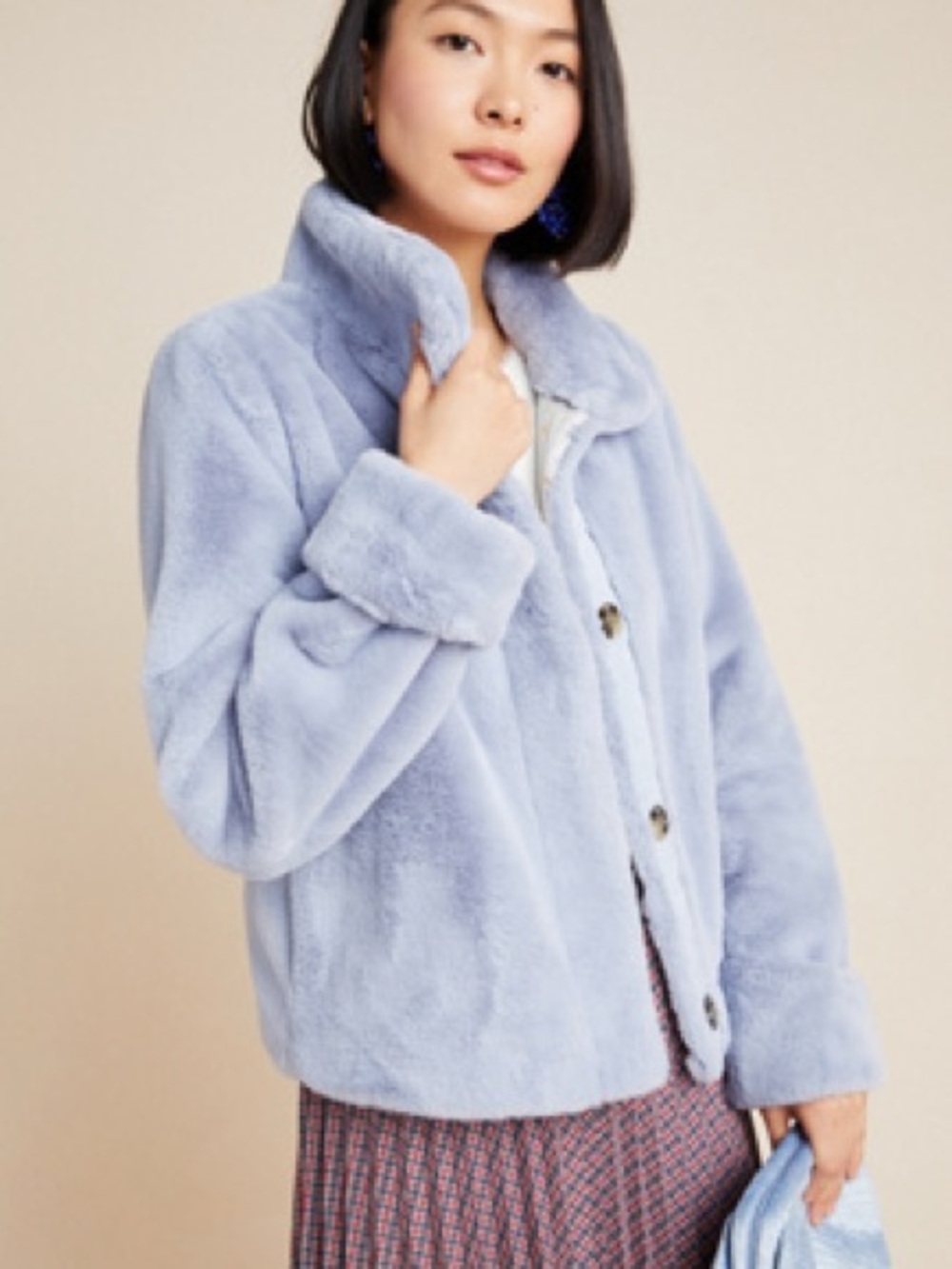 Anthropologie Moonlight Faux Fur Jacket blue size XS